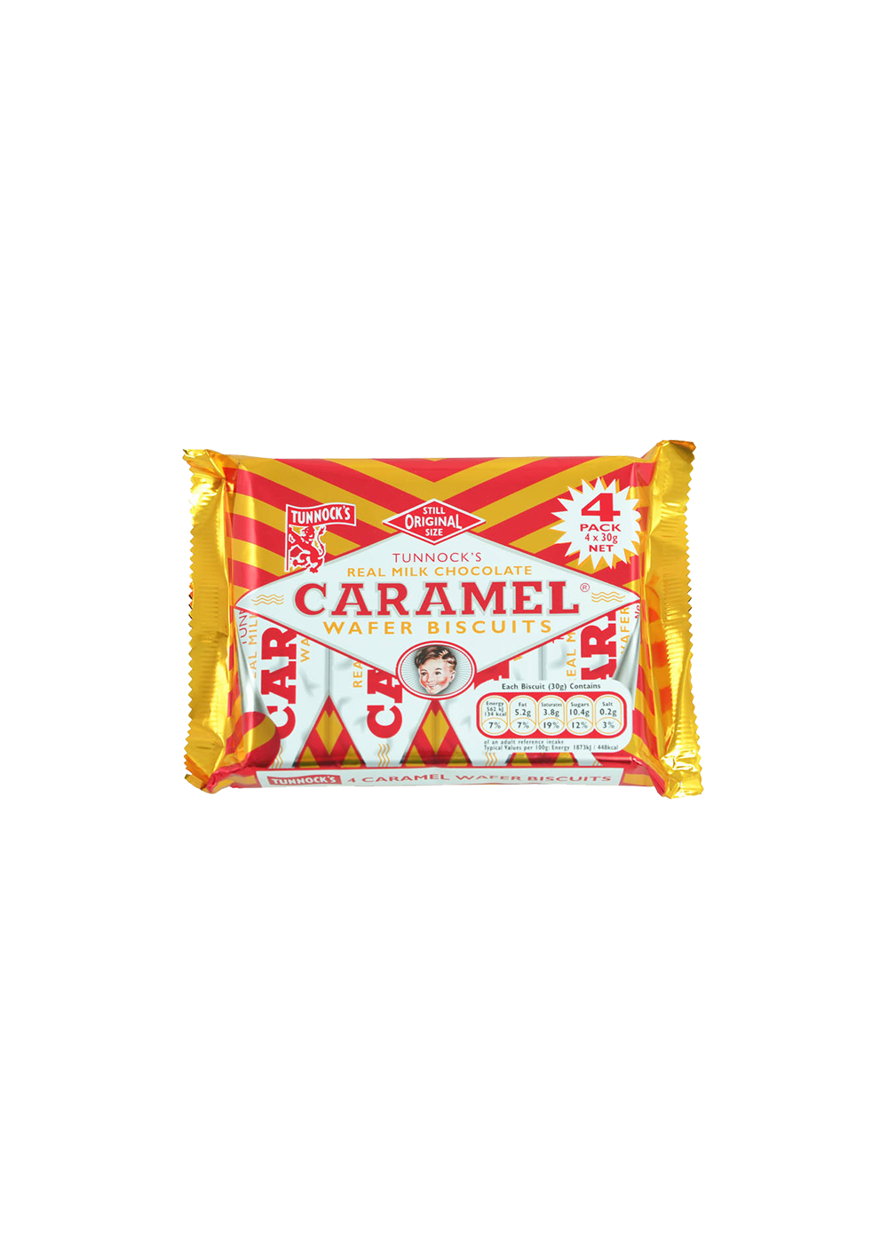 Tunnock's Milk chocolate Caramel Wafer Biscuits 4 Pack